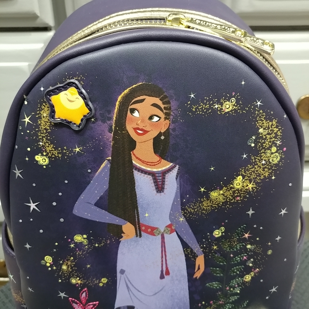 Loungefly Disney Wish Mini Backpack Disney Parks Asha and Star Purple & Gold - Picture 11 of 17